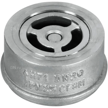 Клапан обратный LEADTEK 1/2″ Ду15 Ру25 межфланцевый, пружинный, корпус - нержавеющая сталь AISI304 (CF8), ISO стандарт