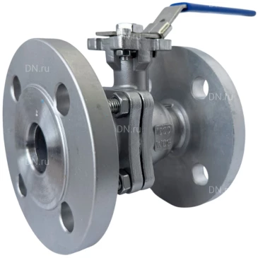 Кран шаровой Lotar LTR-TG25/4 Ду25 Ру40 полнопроходной, двухсоставной, фланцевый, ISO5211, корпус - нержавеющая сталь AISI 304 (CF8), уплотнение - PTFE+C, управление - рукоятка-рычаг