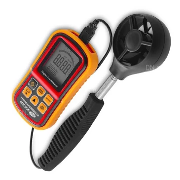 Термоанемометр МЕГЕОН 11001 цифровой крыльчатый, с телескопическим зондом, диапазон измерения скорости воздушного потока 0.3-45м/с, диапазон измерения температуры 0-45°С