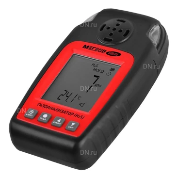 Газоанализатор (измеритель концентрации сероводорода) МЕГЕОН 08011, материал корпуса - пластик, 2 вида сигнализации, питание - алкалиновые батареи 1.5В