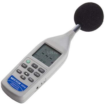 Шумомер (измеритель уровня шума) МЕГЕОН 92018, диапазон измерений - 26-130дБ(А), погрешность - 1дБ, диапазон частот - 31-8000Гц