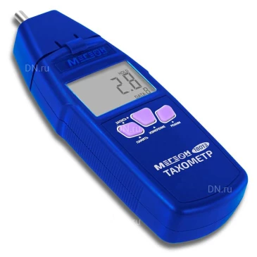 Тахометр МЕГЕОН 18013 бесконтактный/контактный с поверкой, диапазон измерений - 4-99996об/мин, погрешность ±(0.05%+1е.м.р.)
