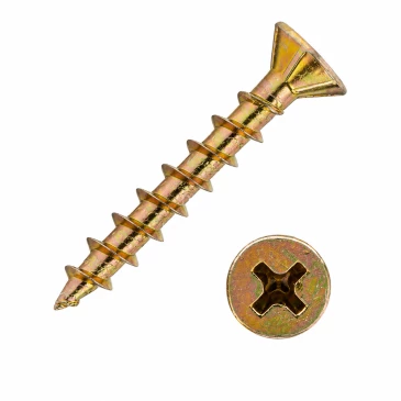 Саморез Китай 4.1х30 (15000шт) для оконного профиля, головка - потайная, диаметр - 4.1мм, длина - 30мм, материал - сталь, наконечник - острый, покрытие - цинк, цвет - желтый, упаковка - 15000шт