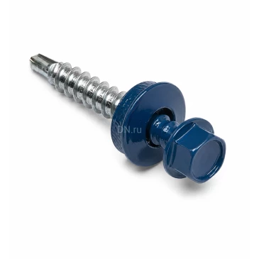 Саморез Китай 4.8х35 RAL5010 (3000шт) кровельный (по дереву), головка - шестигранная, диаметр - 4.8мм, длина - 35мм, материал - углеродистая сталь, наконечник - сверло, покрытие - порошковая окраска, цвет - генцианово-синий, упаковка - 3000шт