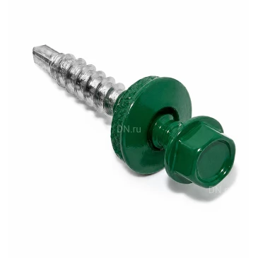 Саморез Китай 4.8х35 RAL6029 (3000шт) кровельный (по дереву), головка - шестигранная, диаметр - 4.8мм, длина - 35мм, материал - углеродистая сталь, наконечник - сверло, покрытие - порошковая окраска, цвет - мятно-зеленый, упаковка - 3000шт