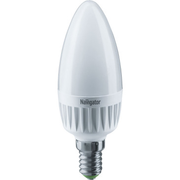 Лампа светодиодная NAVIGATOR NLL-C37 матовая, мощность - 7 Вт, цоколь - E14, световой поток - 525 лм, цветовая температура - 2700 K, форма - свеча