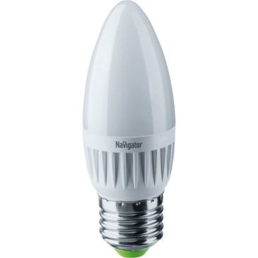 Лампа светодиодная NAVIGATOR NLL-C37 матовая, мощность - 7 Вт, цоколь - E27, световой поток - 525 лм, цветовая температура - 2700 K, форма - свеча