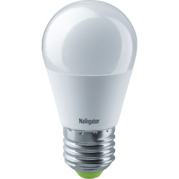 Лампа светодиодная NAVIGATOR NLL-G45 61 матовая, мощность - 8,5 Вт, цоколь - E27, световой поток - 640 лм, цветовая температура - 2700 K, форма - шар
