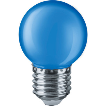 Лампа светодиодная NAVIGATOR NLL-G45 71 матовая, мощность - 1 Вт, цоколь - E27, цвет - синий, форма - шар
