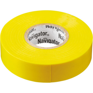 Изолента NAVIGATOR NIT-A19-20/Y 19 мм, длина - 20 м, материал - поливинилхлорид, цвет - желтый
