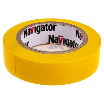 Изолента самозатухающая Navigator NIT-B15-10/Y ширина - 15 мм, длина - 10 м, толщина - 0.13 мм, материал - поливинилхлорид, цвет - желтый