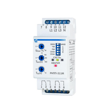 Реле напряжения НовАтек-Электро РНПП-311М 250-380 В, АС, 2 переключающих контакта, для трехфазной сети