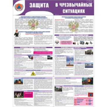 Стенд раскладной НПО ПУЛЬС «Защита в чрезвычайных ситуациях», материал - пластик 2мм