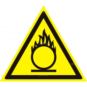 Знак НПО ПУЛЬС W11 ″Пожароопасно. Окислитель″ на самоклеящейся фотолюминесцентной пленке на пластиковой основе, 200х200мм