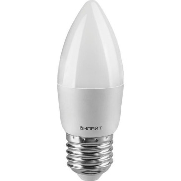 Лампа светодиодная ОНЛАЙТ OLL-C37 матовая, мощность - 8 Вт, цоколь - E27, световой поток - 560 лм, цветовая температура - 2700 K, форма - свеча