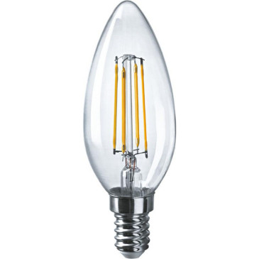 Лампа светодиодная ОНЛАЙТ OLL-F-C35 прозрачная, мощность - 8 Вт, цоколь - E14, световой поток - 800 лм, цветовая температура - 2700 K, форма - свеча