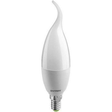Лампа светодиодная ОНЛАЙТ OLL-FC37 матовая, мощность - 10 Вт, цоколь - E14, световой поток - 700 лм, цветовая температура - 2700 K, форма - свеча на ветру