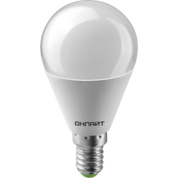 Лампа светодиодная ОНЛАЙТ OLL-G45 матовая, мощность - 10 Вт, цоколь - E14, световой поток - 700 лм, цветовая температура - 2700 K, форма - шар