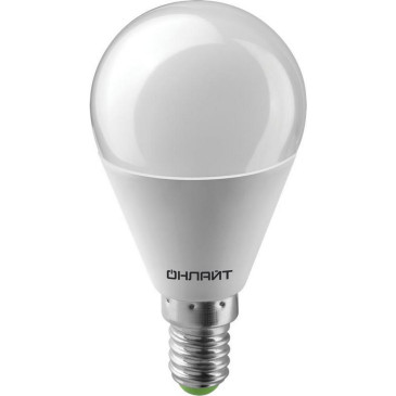 Лампа светодиодная ОНЛАЙТ OLL-G45 матовая, мощность - 8 Вт, цоколь - E14, световой поток - 600 лм, цветовая температура - 4000 K, форма - шар