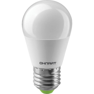 Лампа светодиодная ОНЛАЙТ OLL-G45 матовая, мощность - 10 Вт, цоколь - E27, световой поток - 700 лм, цветовая температура - 2700 K, форма - шар