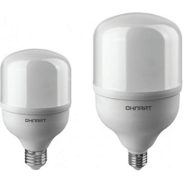 Лампа светодиодная ОНЛАЙТ OLL-T80 матовая, мощность - 30 Вт, цоколь - E27, световой поток - 2400 лм, цветовая температура - 6500 K, форма - линейная