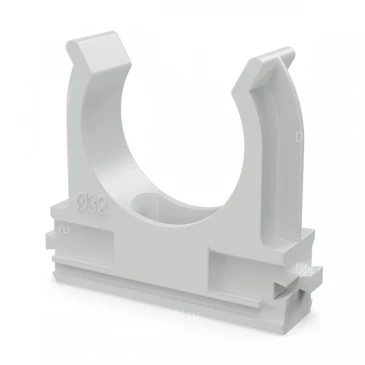 Крепёж-клипса для труб Промрукав Ду32, материал - полистирол, цвет серый