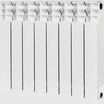 Радиатор биметаллический STOUT Titan 500 SRB-3310-050008, 570х640мм, теплоотдача - 1584Вт, подключение - боковое, цвет - белый RAL 9016