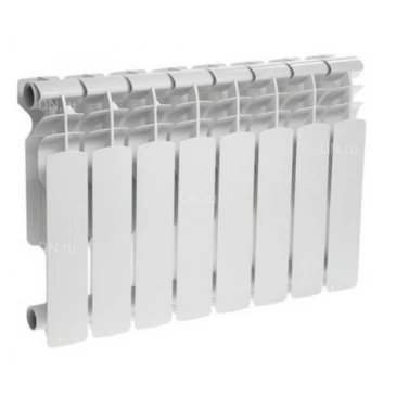 Радиатор алюминиевый OASIS PRO 350/80, 8 секций, теплоотдача - 952Вт, подключение резьбовое - 1″, боковое, цвет - белый