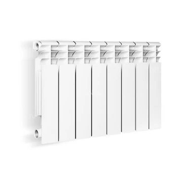 Радиатор алюминиевый OASIS 350/80, 12 секций, теплоотдача - 1344Вт, подключение резьбовое - 1″, боковое, цвет - белый