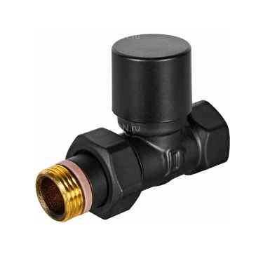 Клапан запорно-балансировочный STOUT DESING SVLD-0001 1/2″ Ду15 Ру10 для радиаторов, прямой, корпус - латунь, уплотнение - EPDM, цвет - черный