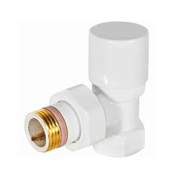 Клапан запорно-балансировочный STOUT DESING SVLD-0002 1/2″ Ду15 Ру10 для радиаторов, угловой, корпус - латунь, уплотнение - EPDM, цвет - белый
