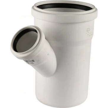 Тройник PPMD РЕХАУ Raupiano Plus Дн110х50 угол 45°, корпус - полипропилен PP-MD, уплотнение - SBR, для бесшумной канализации 11213041001