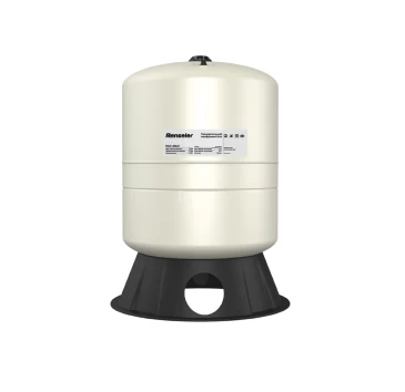 Бак мембранный Renseier RAV-60LV Ру10 60л (с основанием) вертикальный на ножках, резьба 1” BSPT, корпус - сталь, цвет - белый