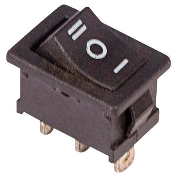 Выключатель клавишный Rexant RWB-205 ″ON-OFF-ON″ Mini с нейтралью, 3 контакта 6А, 250В, IP30, цвет – черный