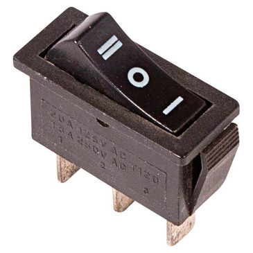 Выключатель клавишный Rexant RWB-411 ″ON-OFF-ON″ с нейтралью, 3 контакта 10А, 250В, IP30, цвет – черный