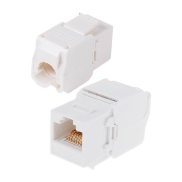 Джек гнездо REXANT RJ45 (8P8C) неэкранированный, быстрозажимной, ручной, категория - 6, корпус - пластик, цвет - белый