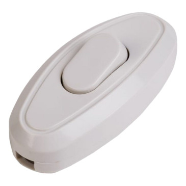 Выключатель-кнопка REXANT на электропровод для настольной лампы и бра, ON-OFF, номинальный ток - 6 А, цвет - белый