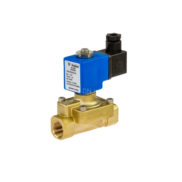 Клапан электромагнитный Ридан EV250R Ду25 Ру16 непрямого действия, корпус - латунь, уплотнение - NBR, присоединение - внутренняя резьба 1″, нормально-закрытый, перепад давления 0-16бар, катушка - 230В