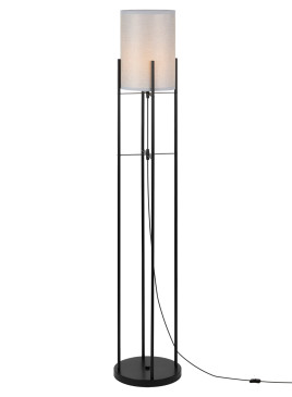 Светильник напольный Rivoli Bianca мощность - 60 Вт, цоколь - E27, тип лампы - накаливания, материал корпуса - металл /ткань, цвет - черный/серый