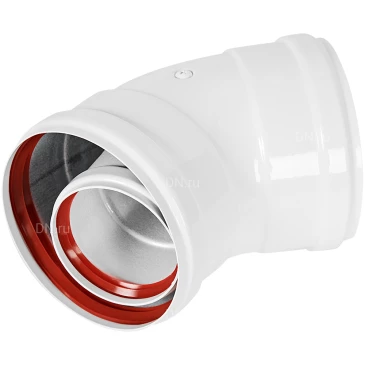 Отвод ROMMER RCA-6010-000145 Ду60х100 45° традиционный, коаксиальный, материал - алюминий, тип соединения - мама-мама
