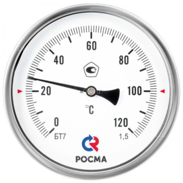 Термометр осевой Росма БТ-31.211 до 120°C L=200 G1/2 2.50 биметаллический общетехнический 63мм, тип БТ-31.211, радиальное присоединение, шкала 0-120°C, длина штока L=200мм, резьба G1/2, класс точности 2.50, с защитной латунной погружной гильзой Термометр осевой Росма БТ-31.211 до 120°C L=200 G1/2 2.50 биметаллический общетехнический 63мм, тип БТ-31.211, радиальное присоединение, шкала 0-120°C, длина штока L=200мм, резьба G1/2, класс точности 2.50, с защитной латунной погружной гильзой