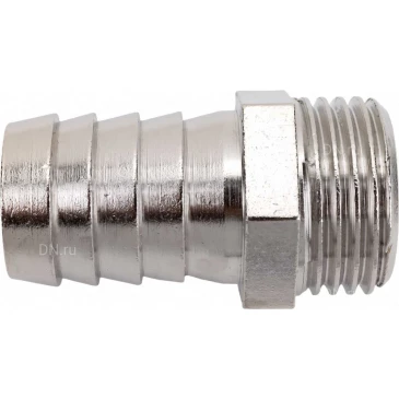 Штуцер РосТурПласт Ду18x1/2″ Ру40 для шланга, корпус - латунь, покрытие - никель, присоединение - аксиальное/наружная резьба Штуцер РосТурПласт Ду18x1/2″ Ру40 для шланга, корпус - латунь, покрытие - никель, присоединение - аксиальное/наружная резьба