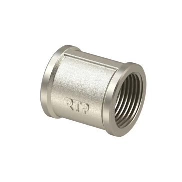 Муфта прямая РосТурПласт 1 1/2″ Ду40 Ру25 корпус - латунь, покрытие - никель, внутренняя резьба