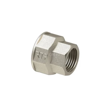 Муфта переходная РосТурПласт 2″x1″ Ду50x25 Ру25 корпус - латунь, покрытие - никель, внутренняя резьба