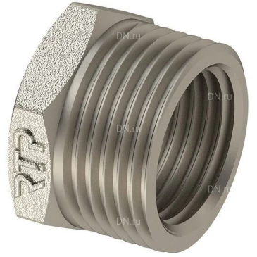 Футорка РосТурПласт 1 1/2x1″ Ду40x25 Ру25 корпус - латунь, покрытие - никель, присоединение - наружная/внутренняя резьба