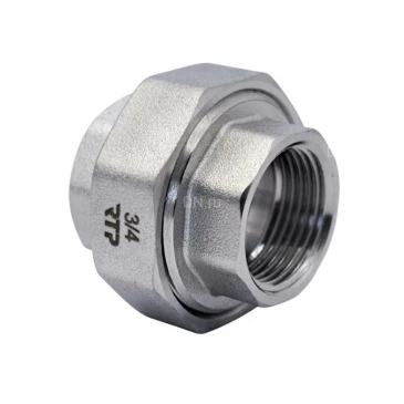 Соединитель латунный РосТурПласт 3/4″ Ду20 Ру40 разъемный, прямой, корпус - латунь, покрытие - никель, присоединение - американка - внутренняя/внутренняя резьба