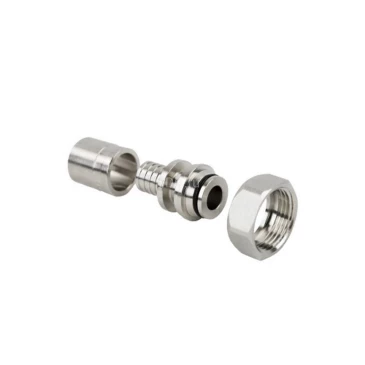 Муфта аксиальная РосТурПласт Дн16x2.2x3/4″ с накидной гайкой под евроконус, корпус - латунь, покрытие - никель Муфта аксиальная РосТурПласт Дн16x2.2x3/4″ с накидной гайкой под евроконус, корпус - латунь, покрытие - никель