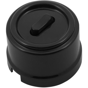 Выключатель одноклавишный Bironi Ретро, корпус - ABS-пластик, цвет - черный