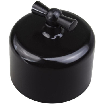 Выключатель двухклавишный Bironi Ретро R поворотный, корпус - термопластик, цвет - черный
