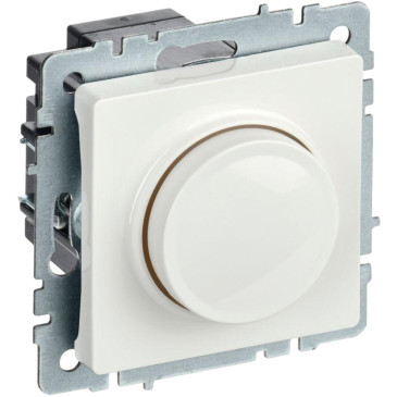 Светорегулятор IEK BRITE СС10 поворотно-нажимной для скрытой установки 600Вт, цвет - белый